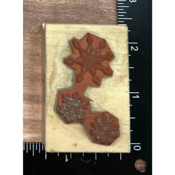 1986 Three-In-One Snowflake W.M. Rubber Stamp By Great Impressions D110 - Picture 2 of 3